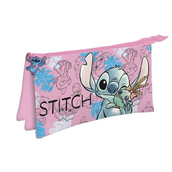 Astuccio Stitch con tripla cerniera per bambini 22x14x35 cm rosa