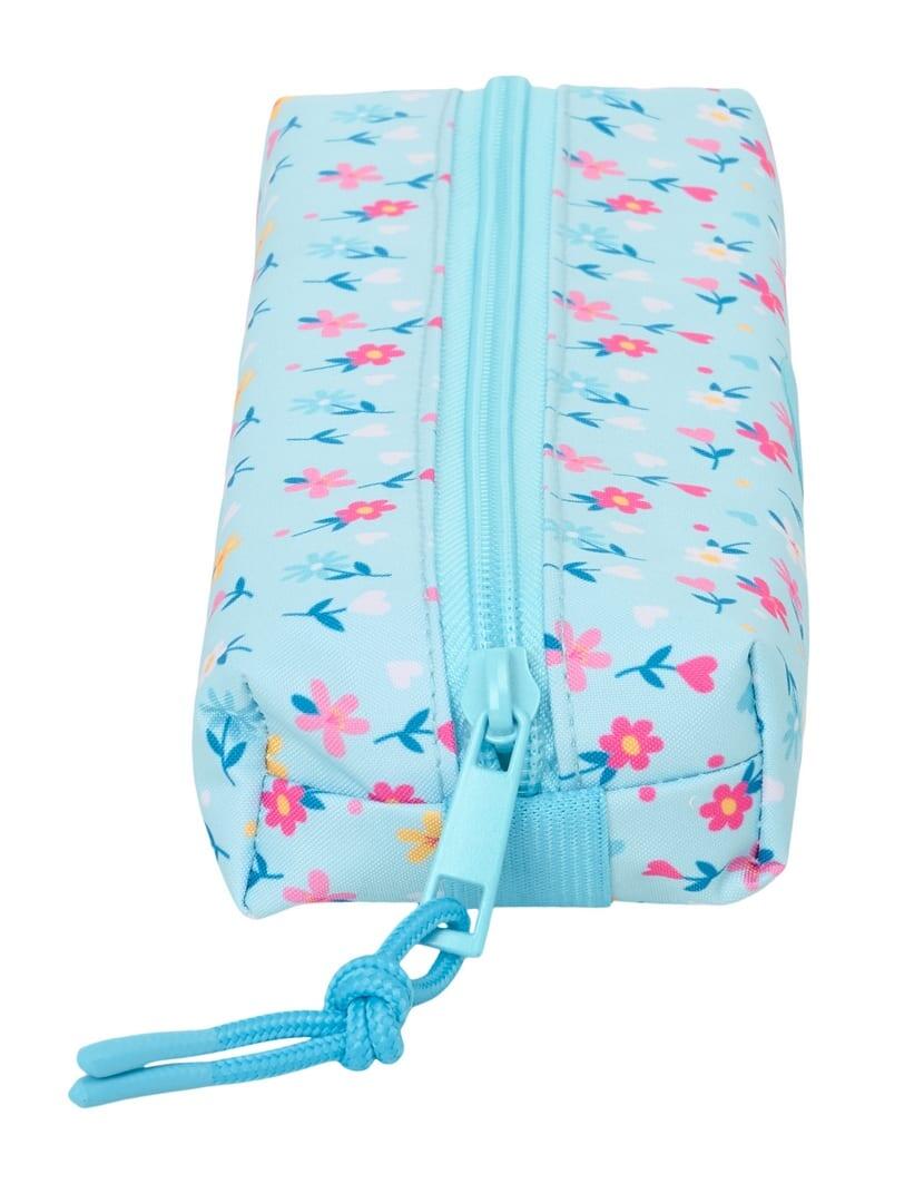 Estuche Portatodo Infantil Blackfit8 Pétalos con Cremallera 22 cm Azul 3/4