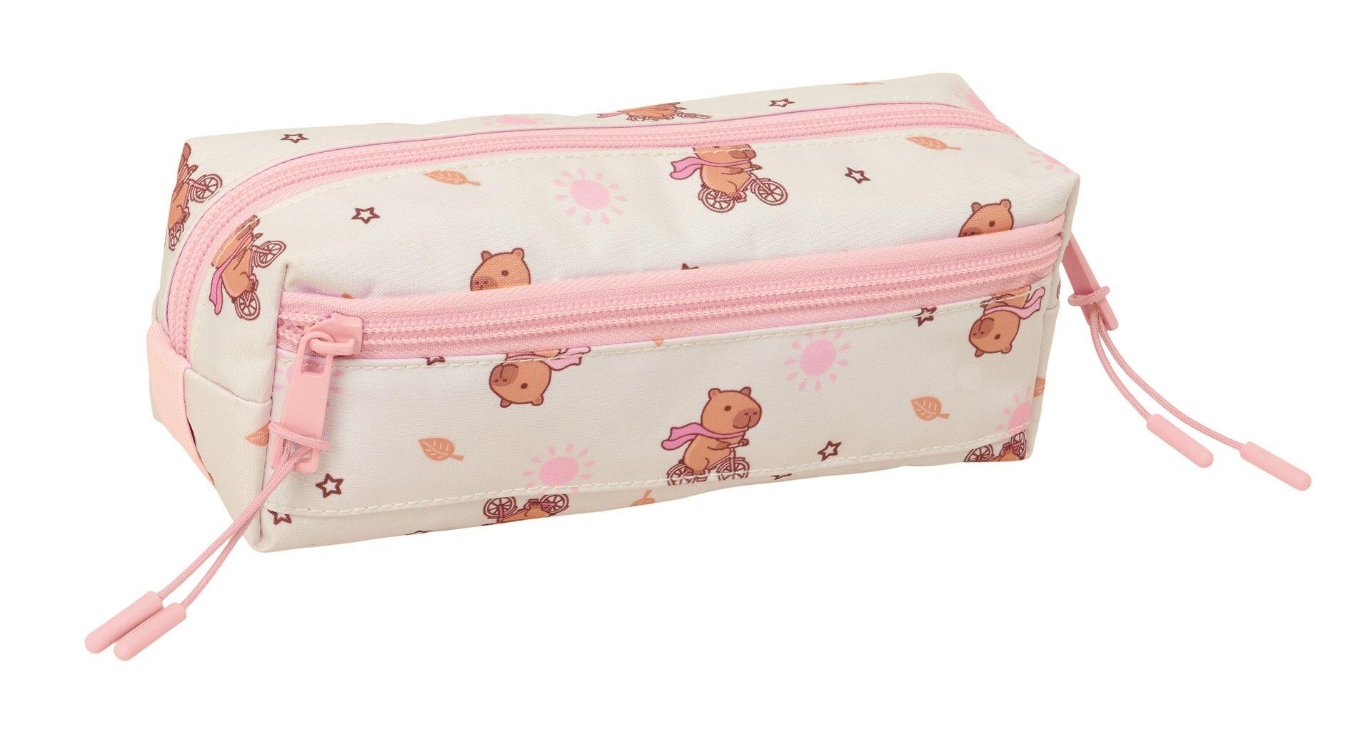 Trousse à crayons triple Capybara pour enfants avec fermeture éclair, 22 cm 2/4