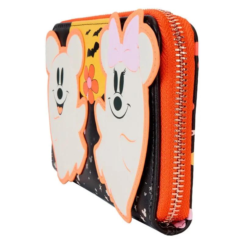 Geldbörse für Erwachsene, Mickey und Minnie Ghost, PU-Leder mit Reißverschluss 3/4