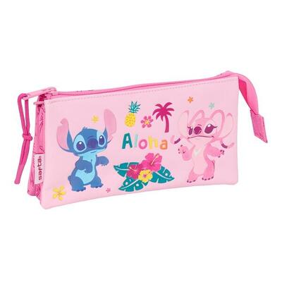 Astuccio per bambini Stitch in PVC trasparente con cerniera e set scolastico blu