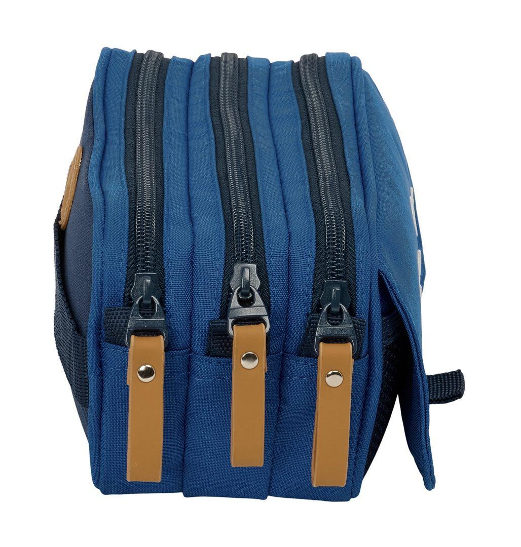 Astuccio triplo per bambini a forma di polpo con 3 cerniere, colore blu navy. 3/4