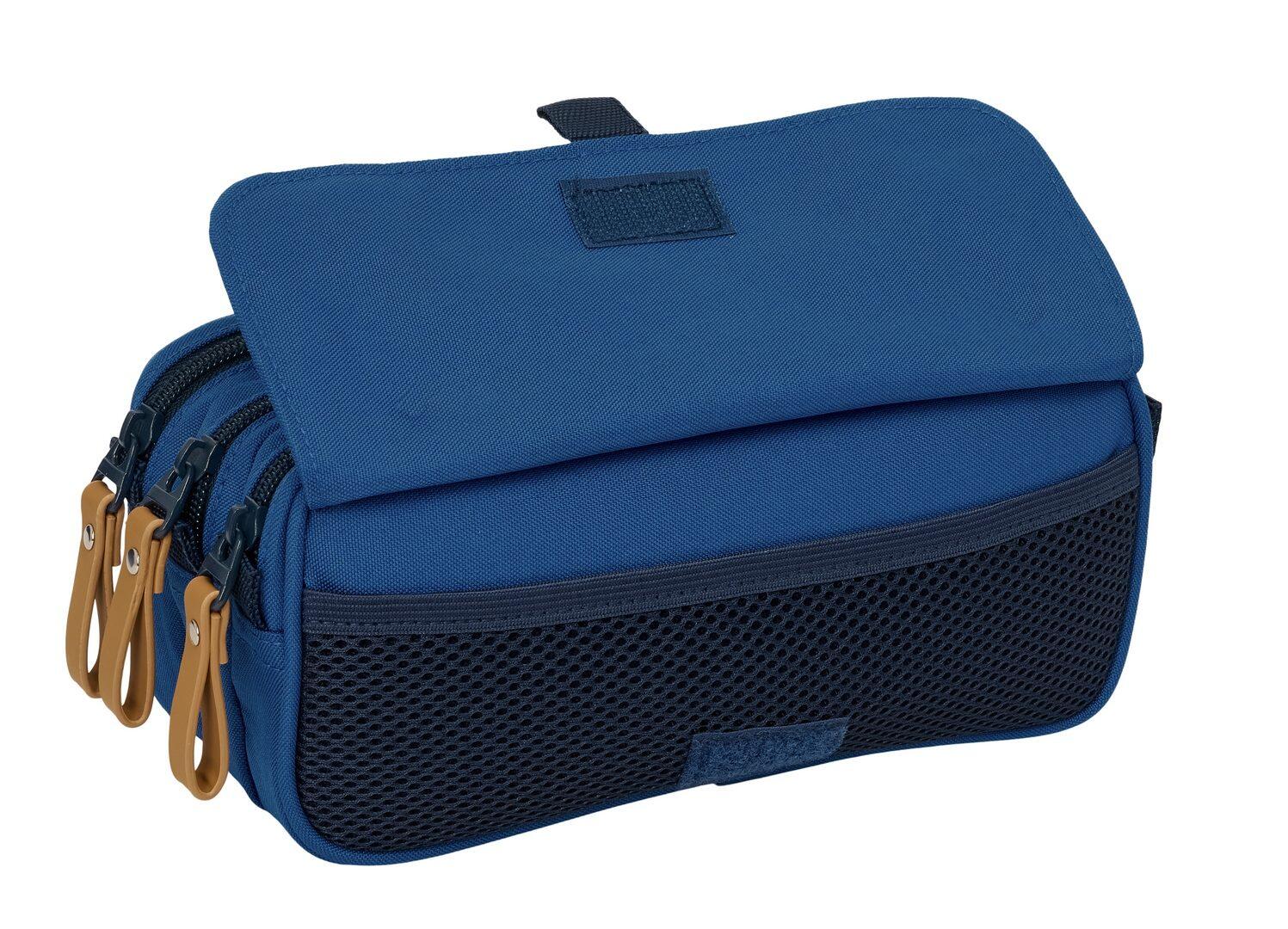 Astuccio triplo per bambini a forma di polpo con 3 cerniere, colore blu navy. 4/4
