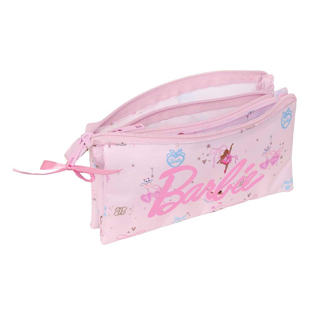 Trousse double Barbie Love pour enfants avec 2 fermetures éclair et poignée rose 3/3