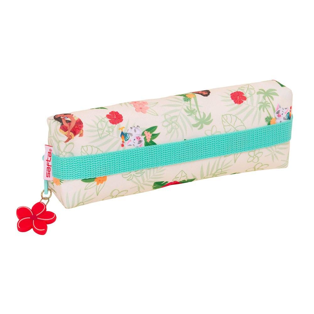 Estojo infantil Vaiana de 22 cm com zíper e elástico, branco. 3/3