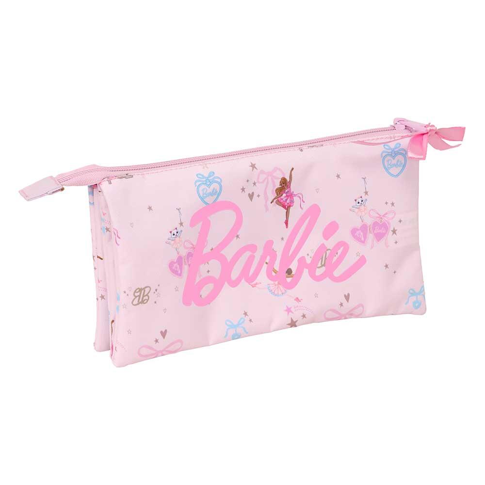 Trousse double Barbie Love pour enfants avec 2 fermetures éclair et poignée rose 2/3
