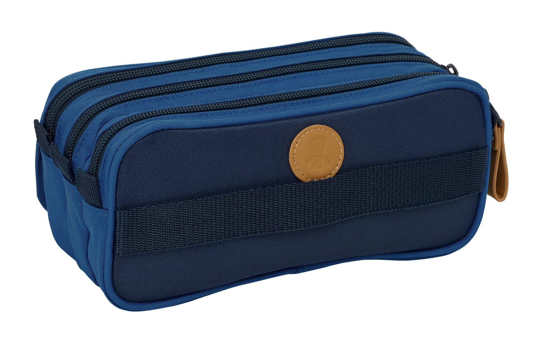 Astuccio triplo per bambini a forma di polpo con 3 cerniere, colore blu navy. 2/4