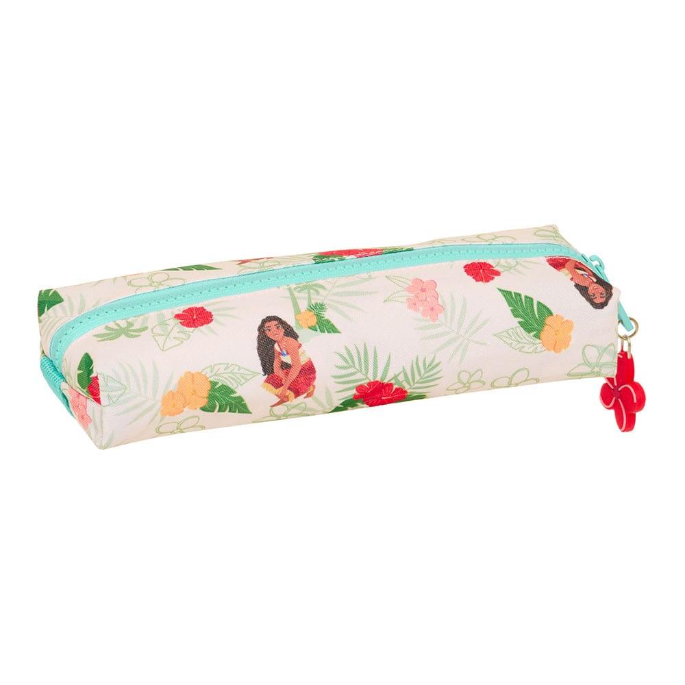 Estojo infantil Vaiana de 22 cm com zíper e elástico, branco. 2/3