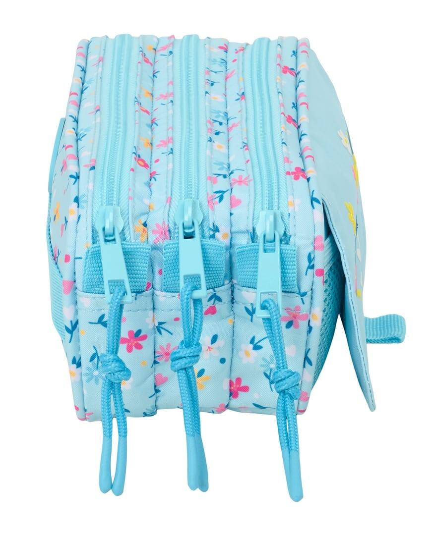 Astuccio per bambini Blackfit8 Petals con tripla cerniera, 22 cm, blu 3/4