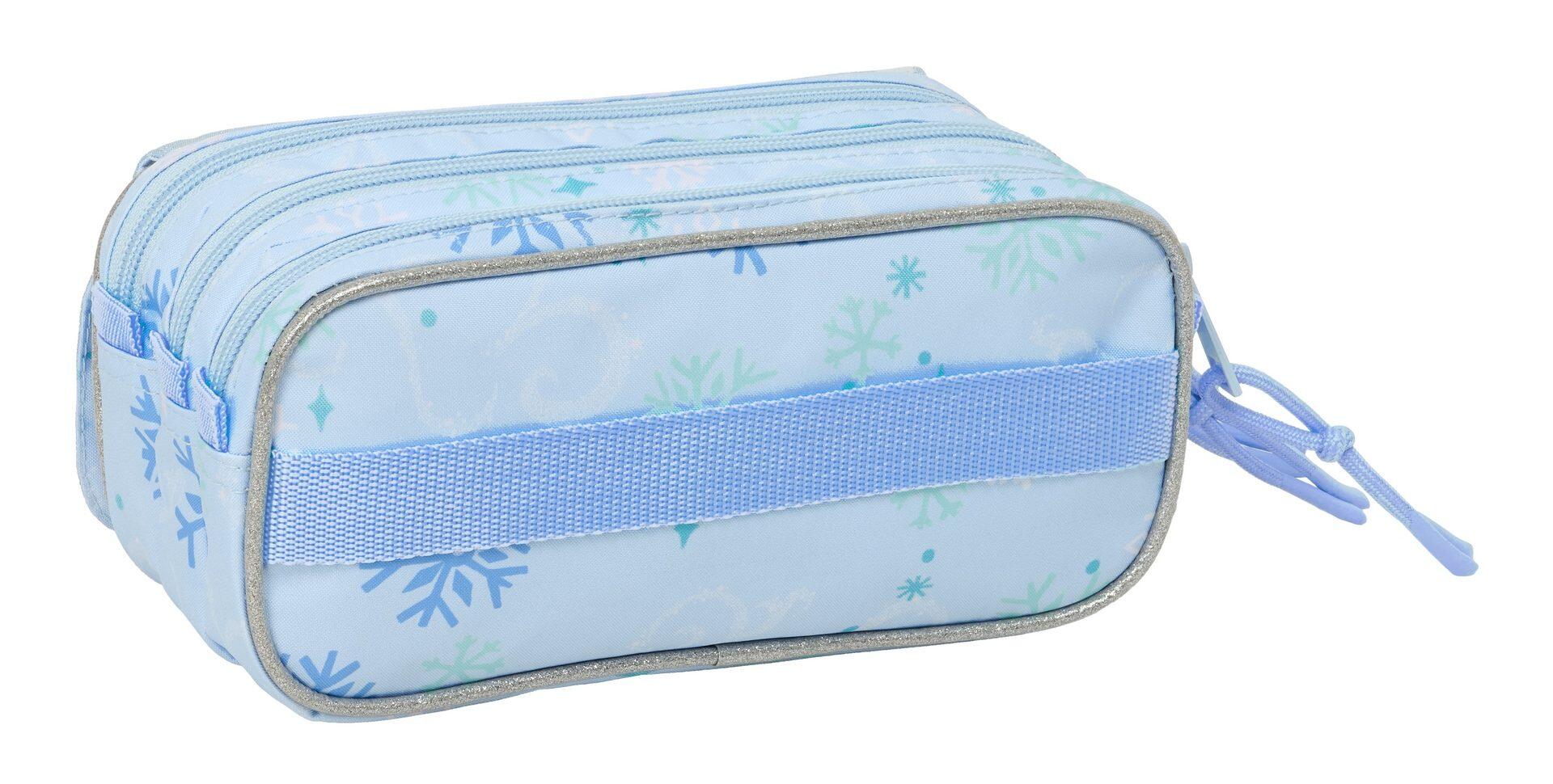 Astuccio triplo Frozen per bambini con cerniera e 3 scomparti - Blu 2/4