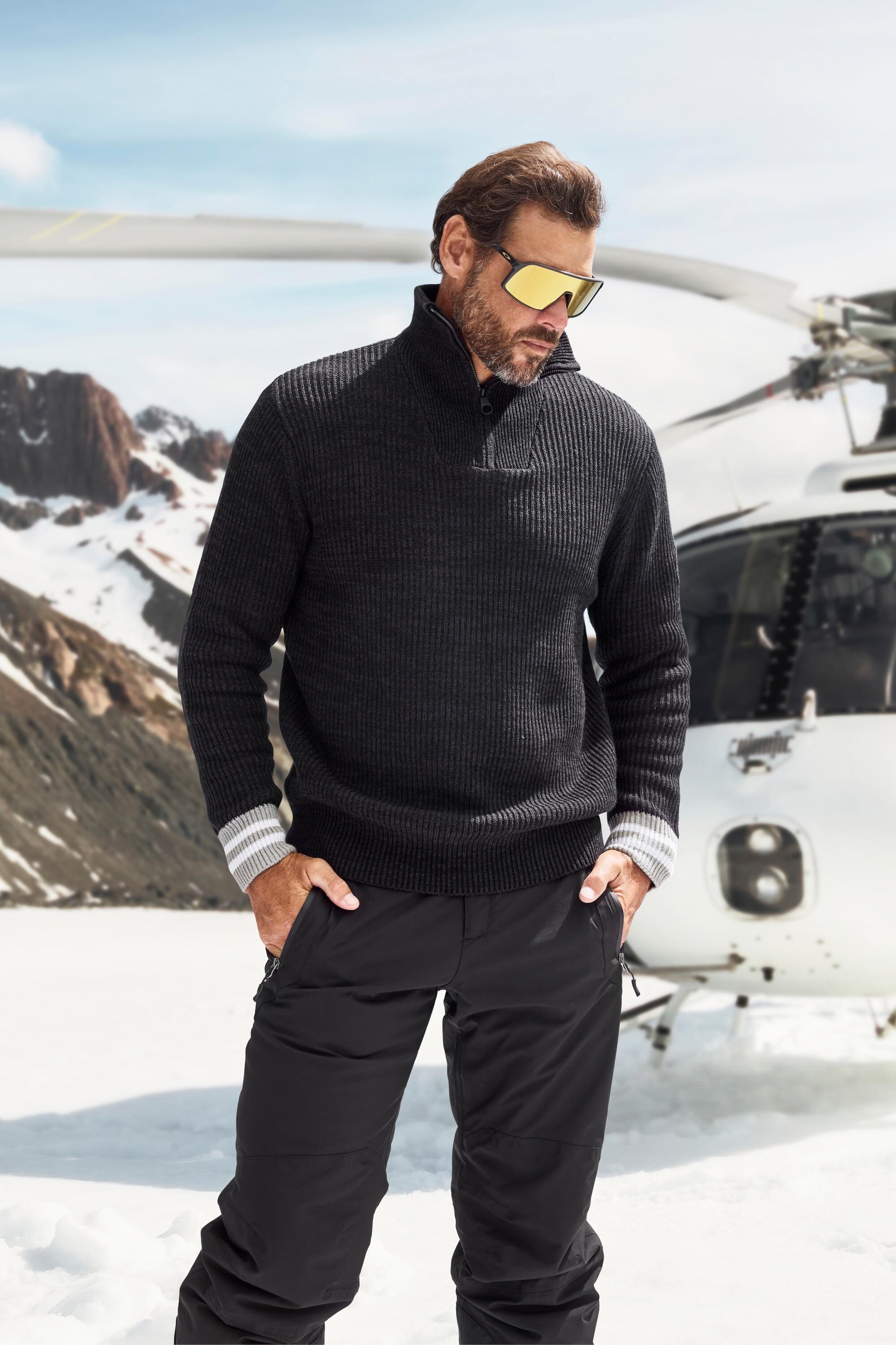 Herren Stricktroyer Skiwear Rippstrick Zippkragen 6/6