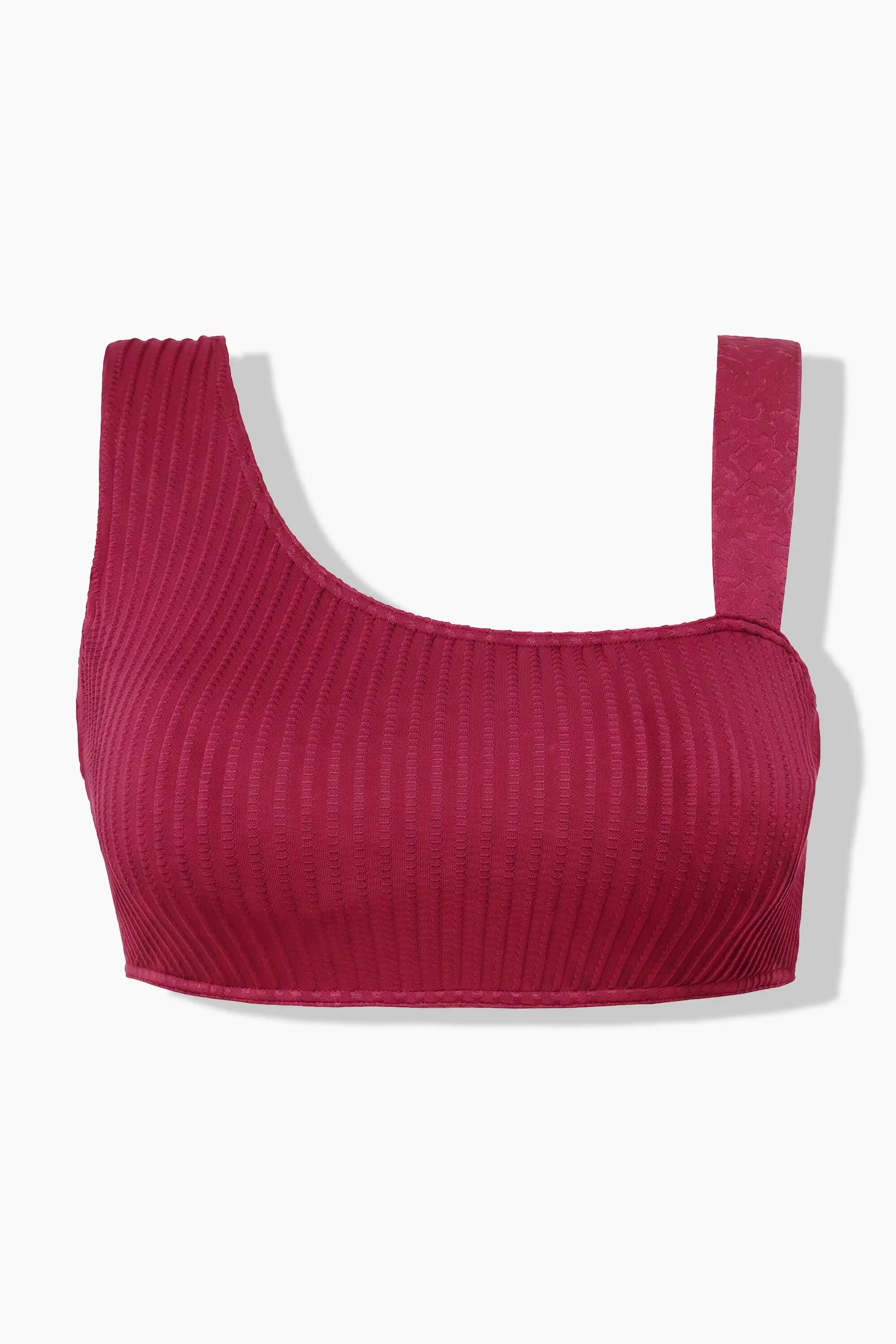 Dames Bikinitop one-shoulder zachte cups streepstructuur 7/7