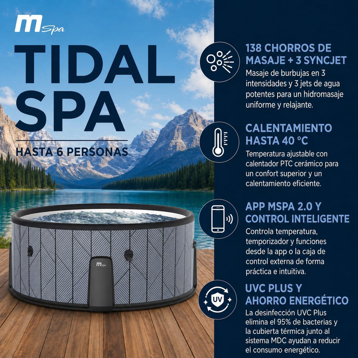 MSpa Tidal Okrągłe Półsztywne Spa Dmuchane, 4–6 osób 2/7