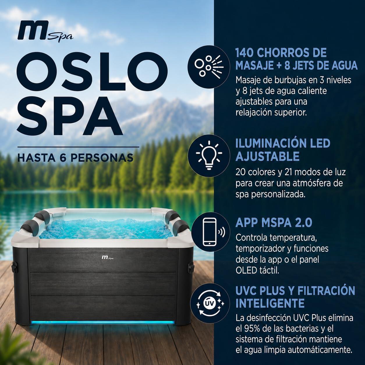 MSpa – Vasca Idromassaggio Quadrata Oslo Aero Plus 4–6 persone 2/7