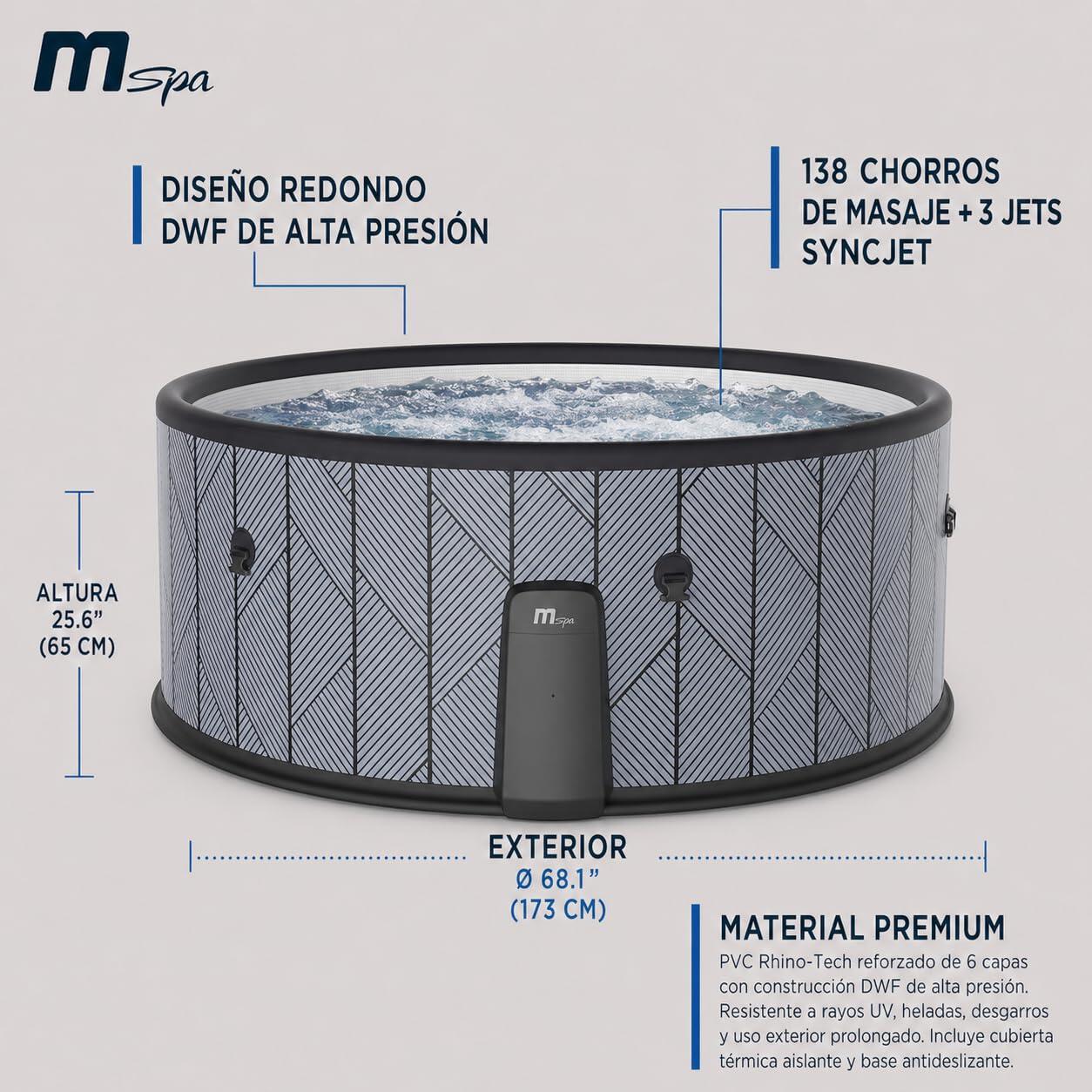 MSpa Tidal Okrągłe Półsztywne Spa Dmuchane, 4–6 osób 5/7