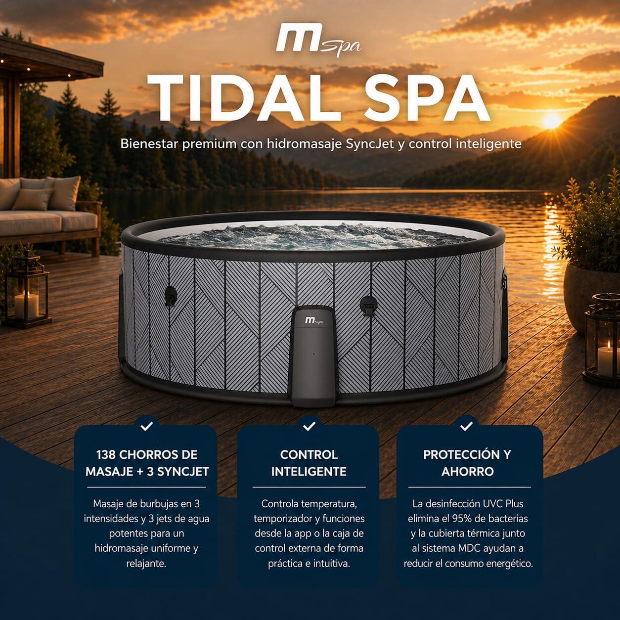 MSpa Tidal Okrągłe Półsztywne Spa Dmuchane, 4–6 osób 4/7