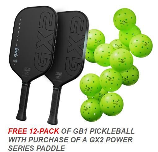 GX2 Power Elongated Pickleball Paddle and 12-Pack GB1 Ball Bundle