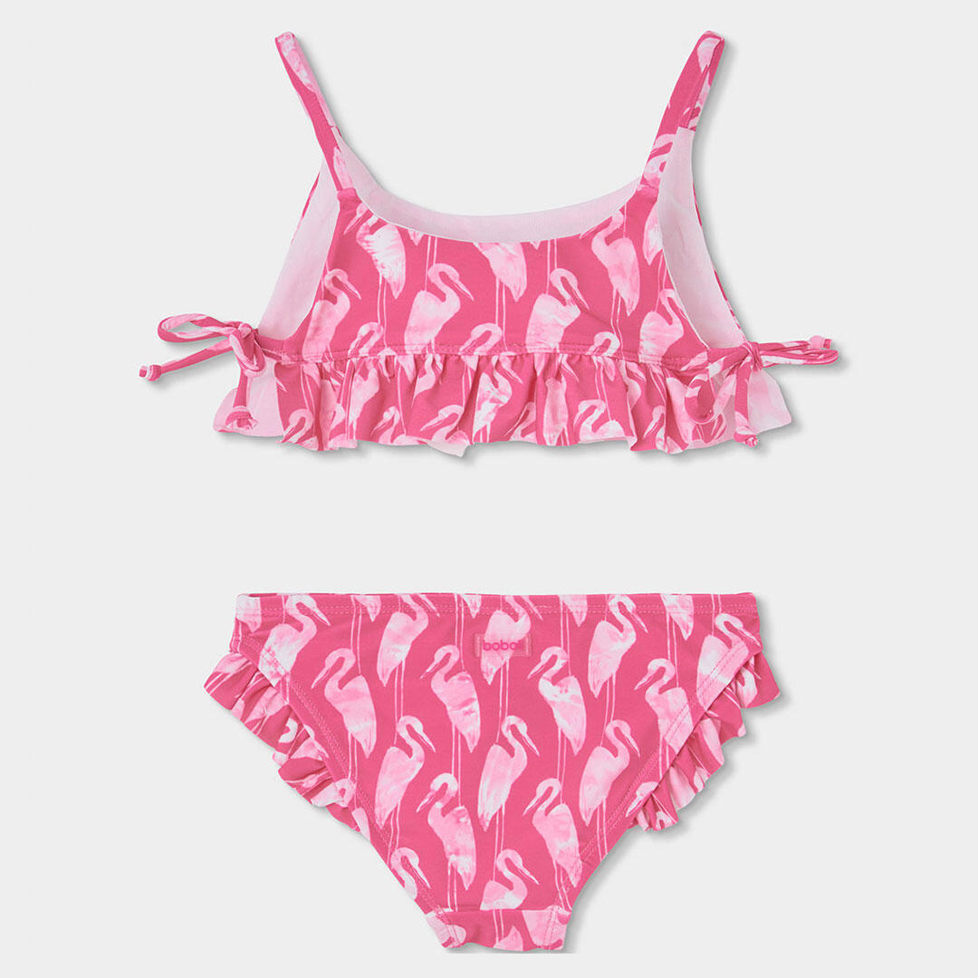 Bikini de lunares flamencos rosa con protección solar UPF50 para niña 2/4
