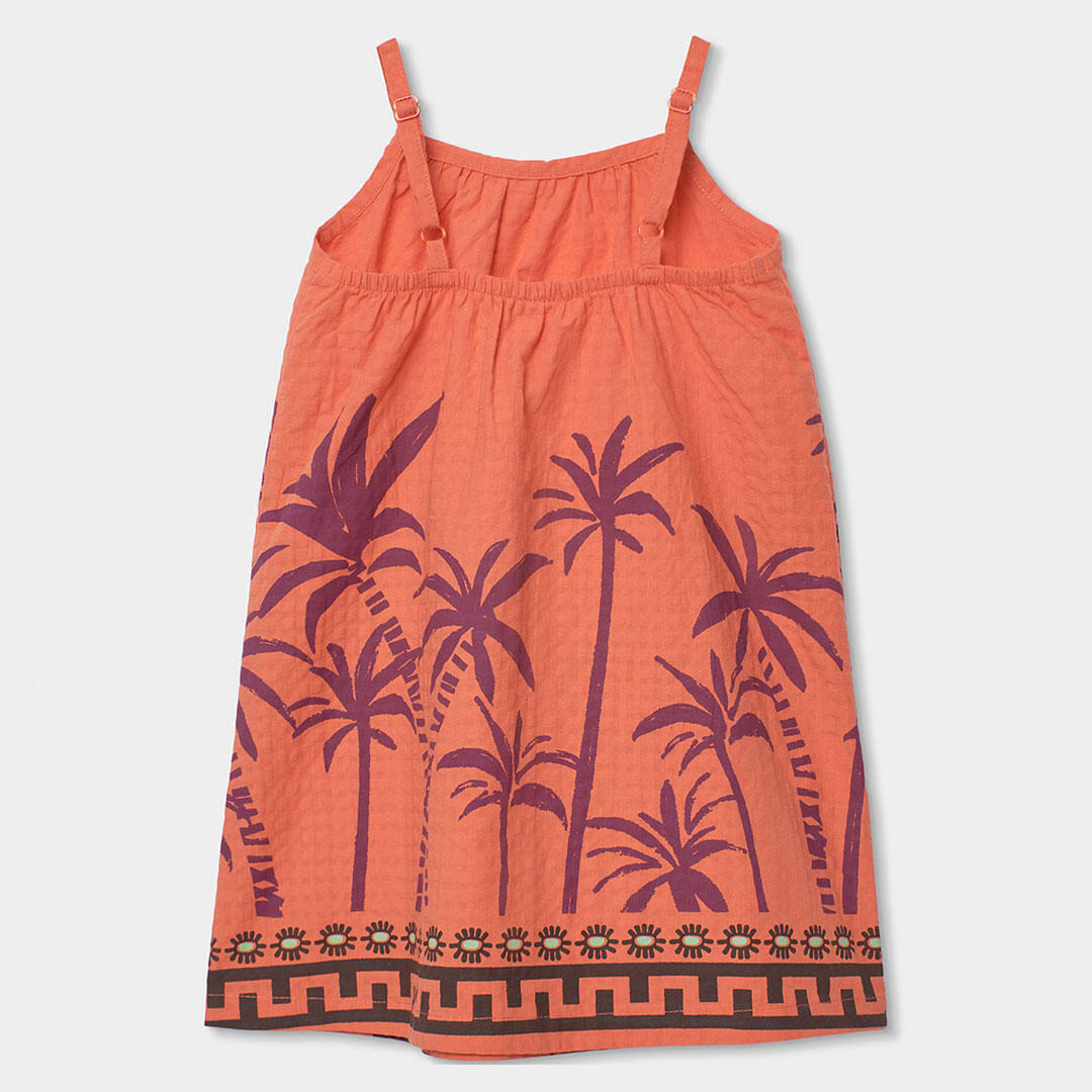 Vestido de tirantes para niña con estampado de palmeras 2/4