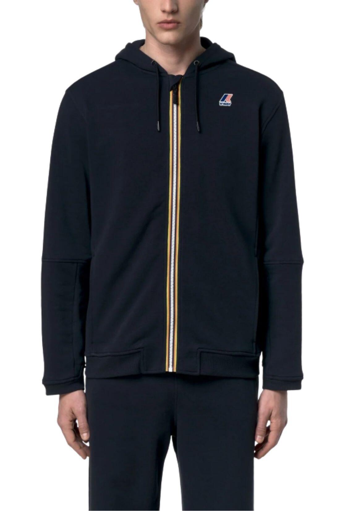 K-WAY - Unisex hoodie Prosper in poly-katoen, rits, kapje, donkerblauw 2/3