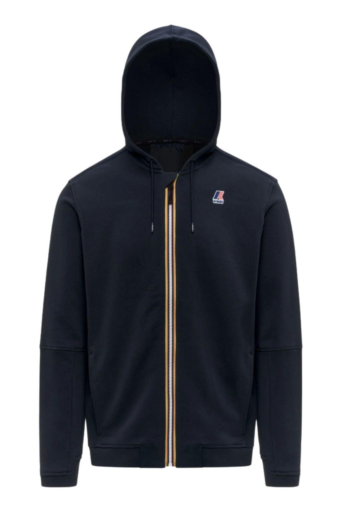 K-WAY - Unisex hoodie Prosper in poly-katoen, rits, kapje, donkerblauw 1/3