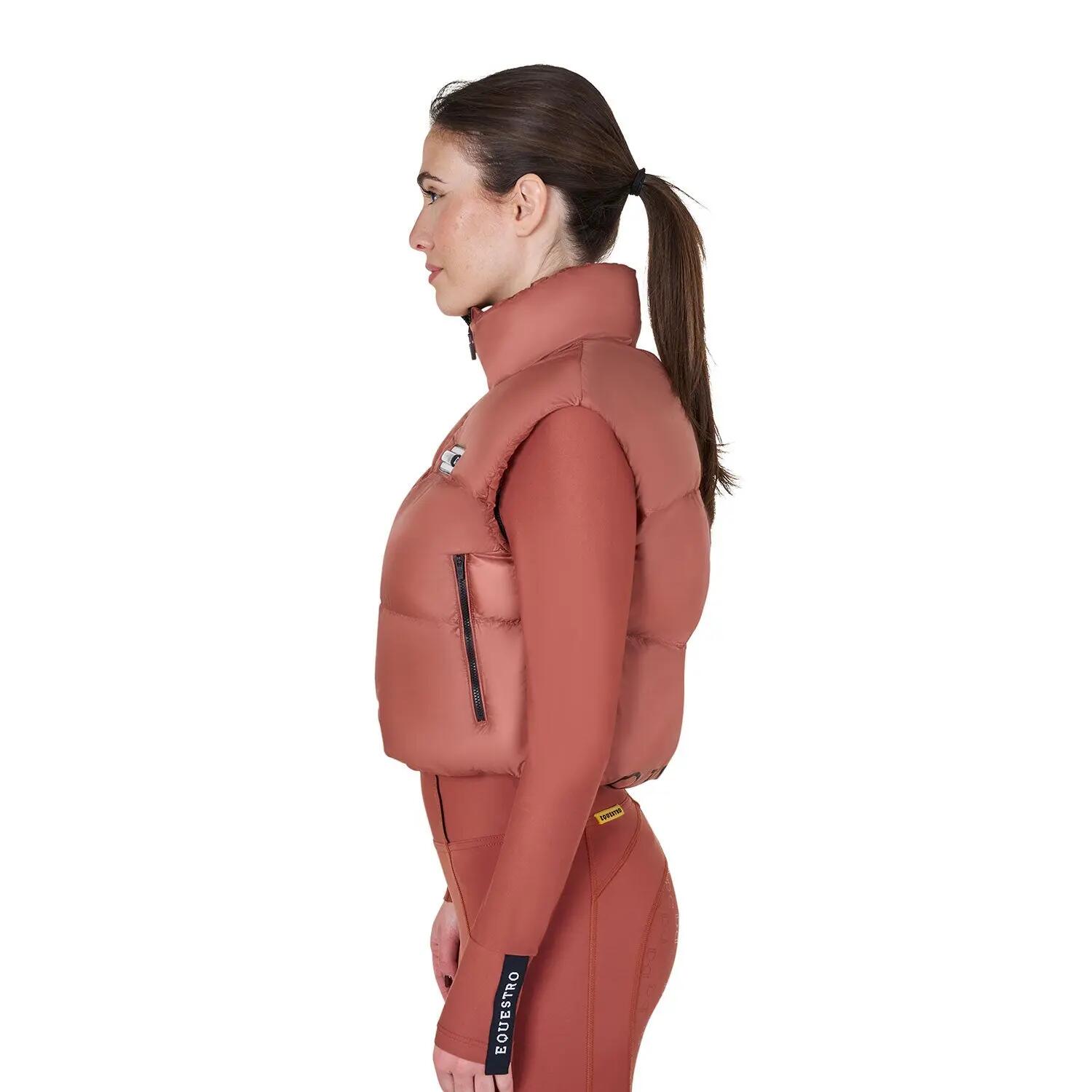 Equestro Cropped Nylon Rip Stop Vest Dames Rood - 3/7