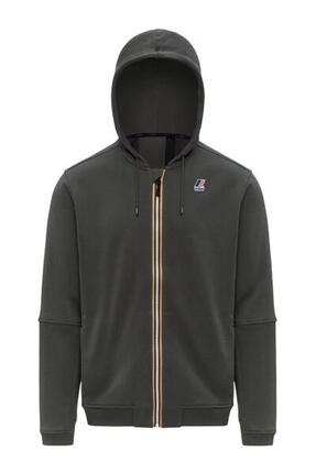 K-WAY – Unisex-Sweatshirt mit Reißverschluss und Kapuze – XL – Olivgrün