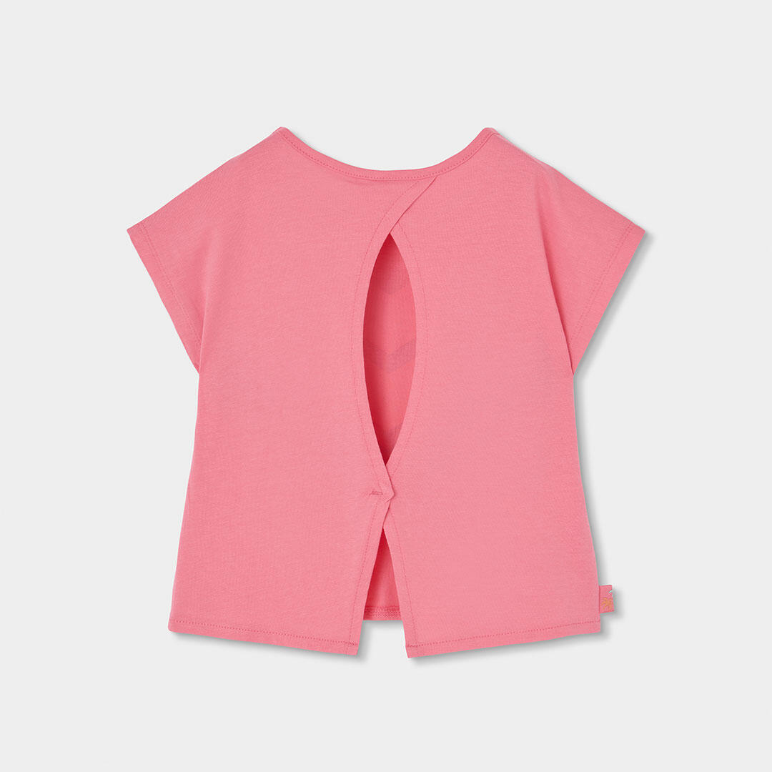 Camiseta de algodón para niña con rayas multicolor y palmeras, Rosa 2/4