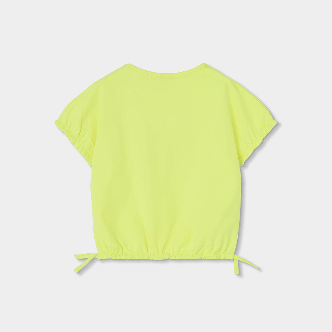 Camiseta Elástica para Niña con Estampado Floral, Verde Neón 2/4