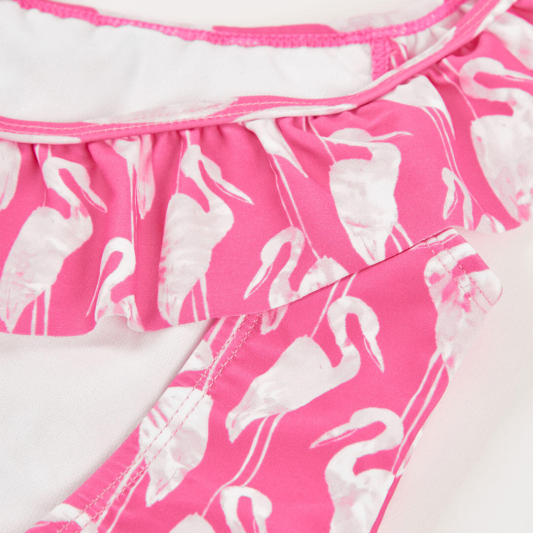 Bañador estampado con volante y protección solar UPF50 para niña, rosa 4/4