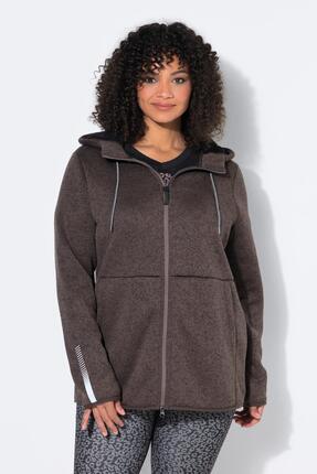 Damen Strickfleece-Jacke Teddyfleece 2-Wege-Zipper Reflektor