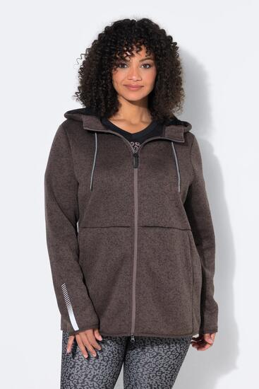 Damen Strickfleece-Jacke Teddyfleece 2-Wege-Zipper Reflektor