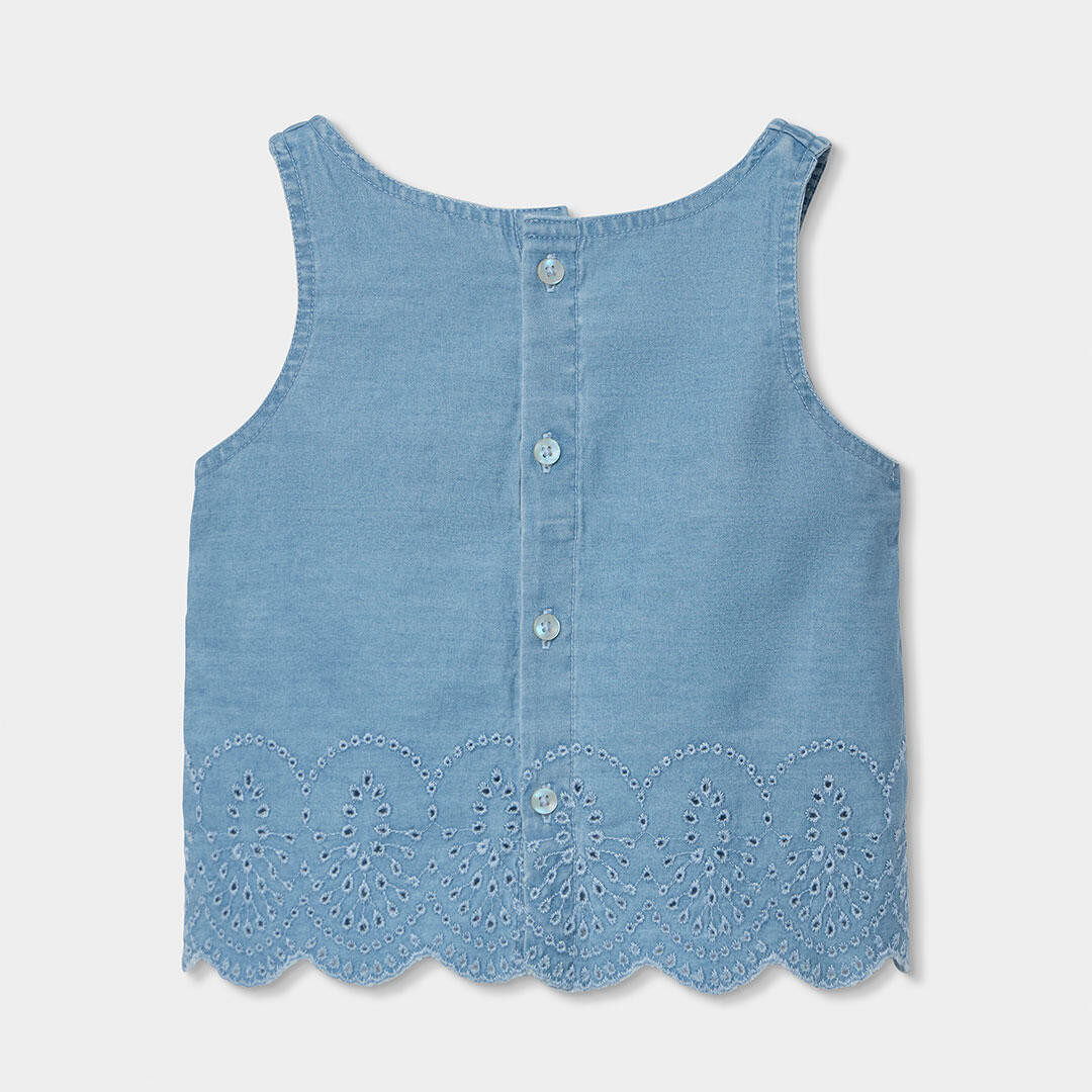 Top vaquero bordado para niña en denim bleach 2/4