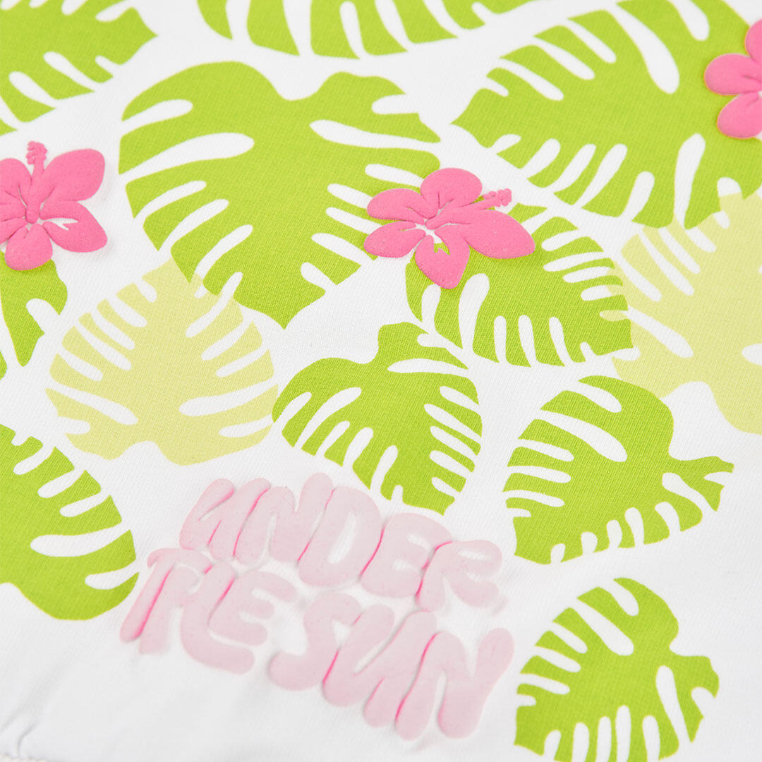 Chaqueta de felpa para niña con estampado de hojas, Blanca 4/4