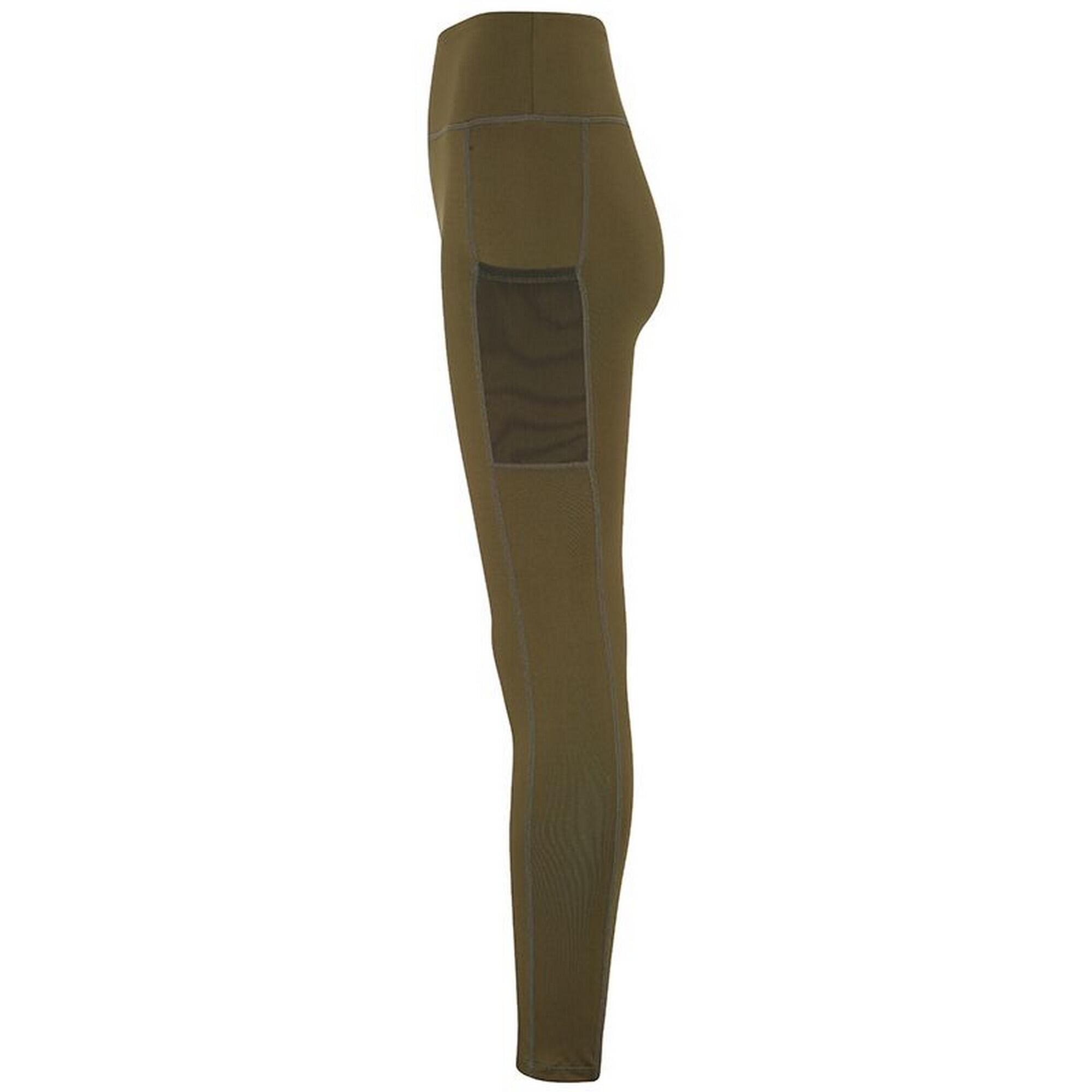 Womens/Ladies Performance Compression Leggings (Olive Green) 3/3