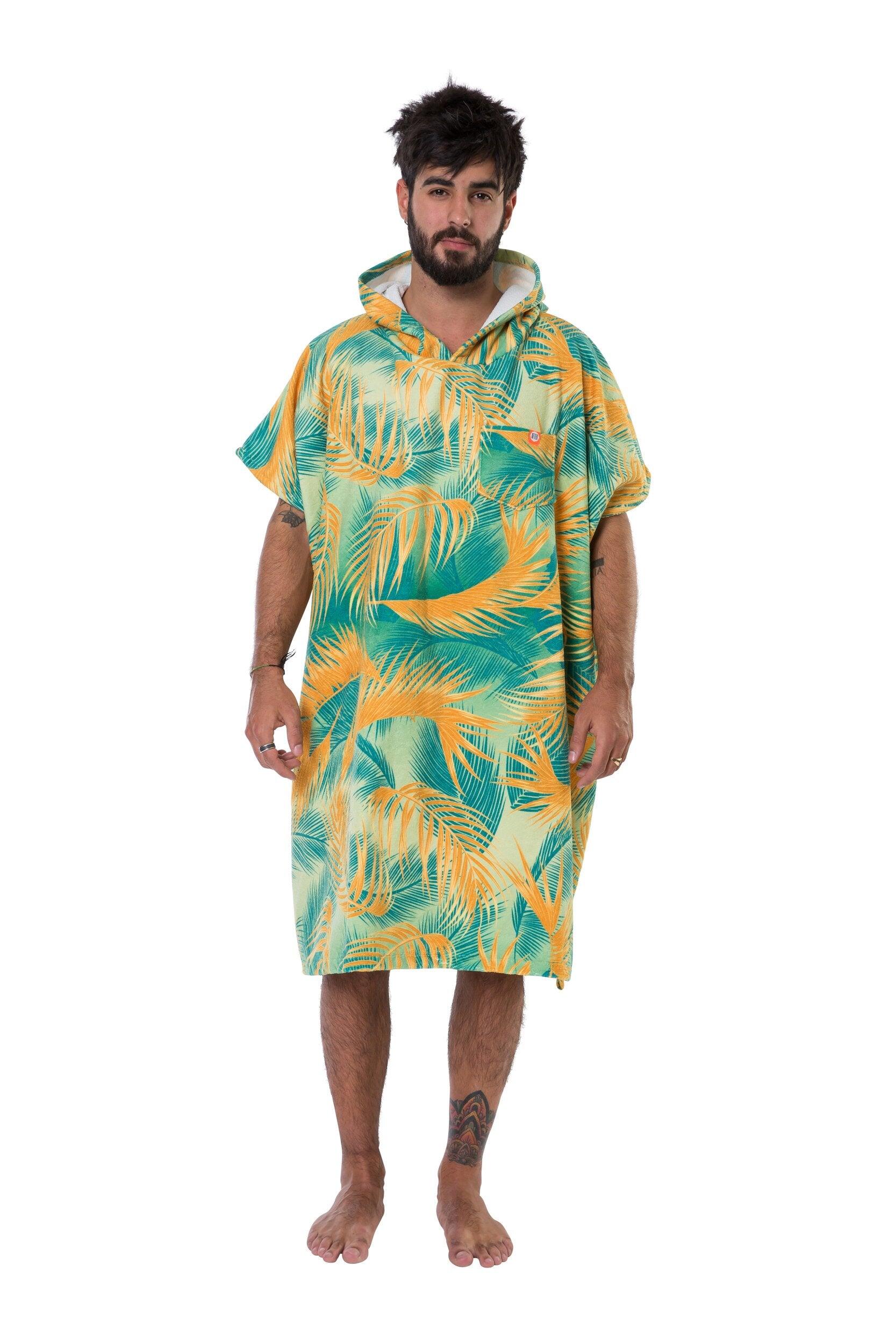 Poncho de surf para adultos - Tropical - Laranja 3/4