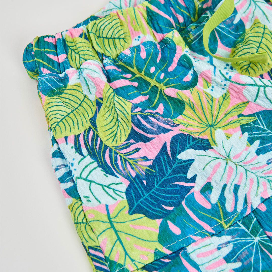 Falda de Punto para Niña con Estampado Tropical Multicolor 3/4