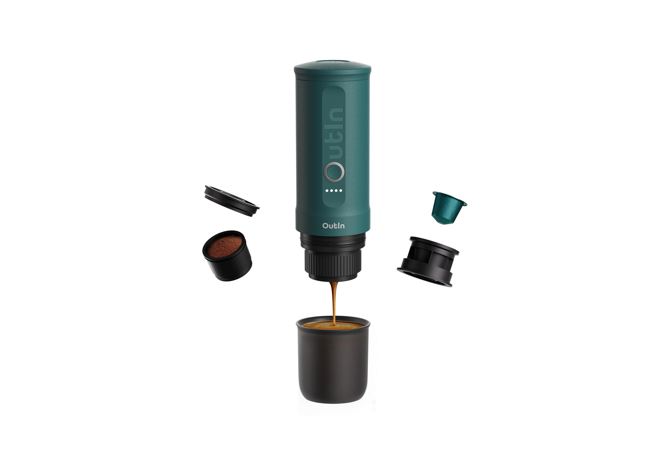 Kit OutIn Nano macchina da espresso elettrica + custodia EVA – Turchese 2/8
