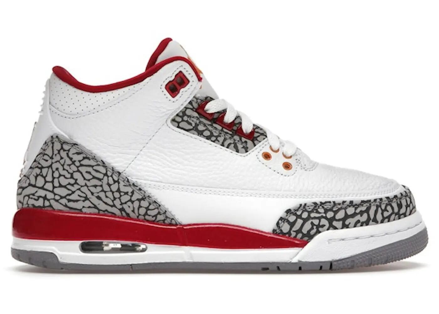 scarpe - basket - bambini - jordan 3 cardinal - bianco/rosso 2/5