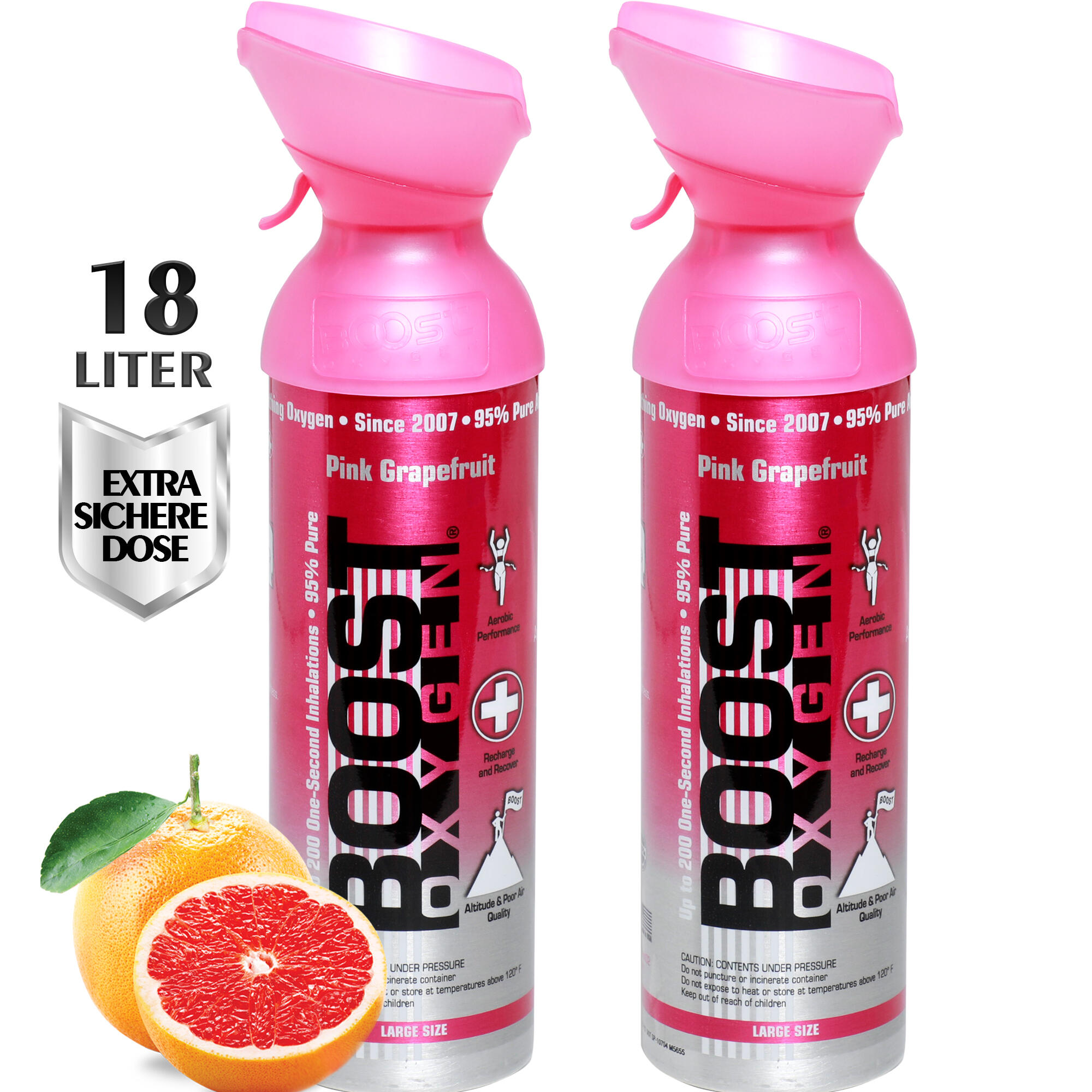 BOOST OXYGEN Doplňkový kyslík v plechovce Růžový Grapefruit, velký, 2x9L