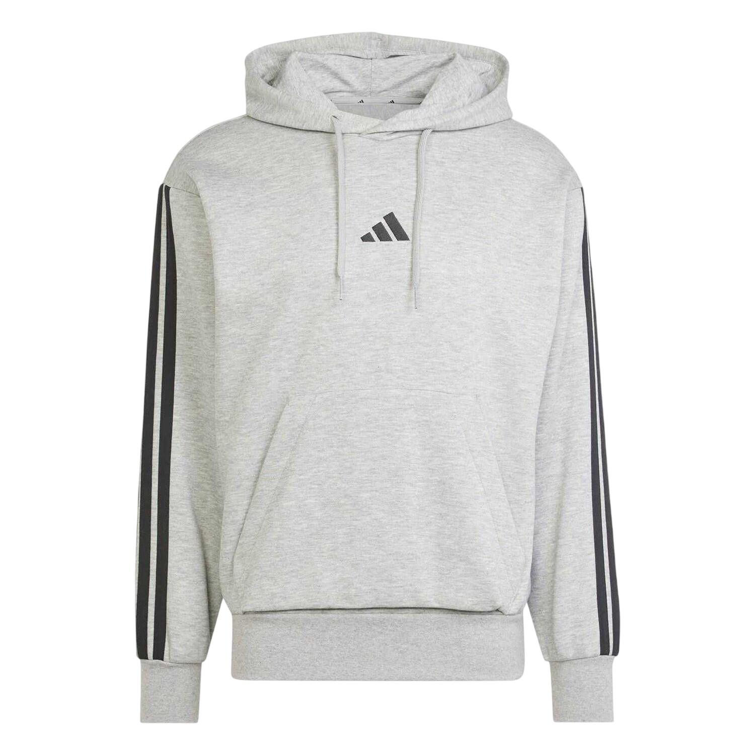 Adidas Mens Essentials 3 Stripes Fleece Logo Hoodie
