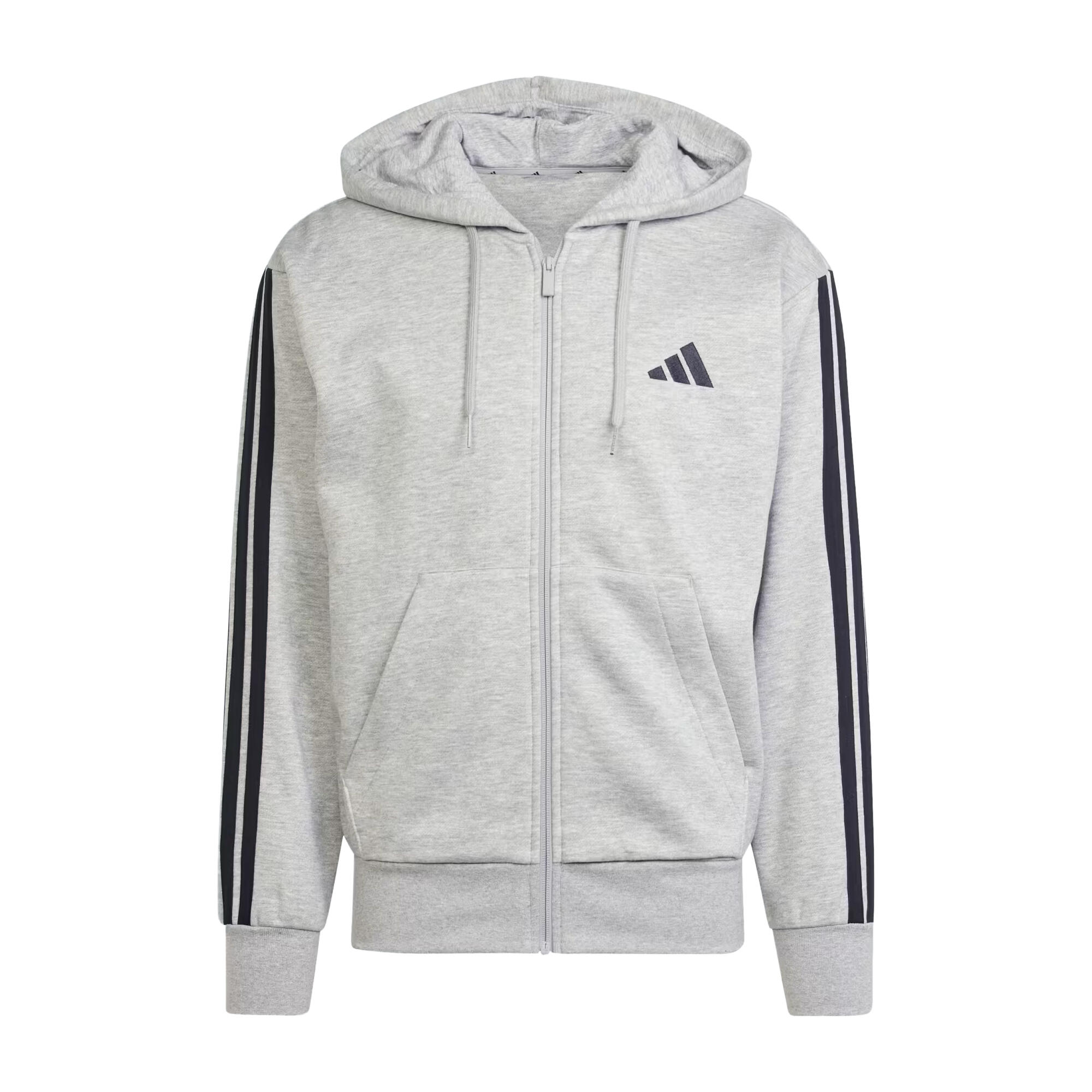 Adidas Mens 3S Cotton Blend Full Zip Hoodie