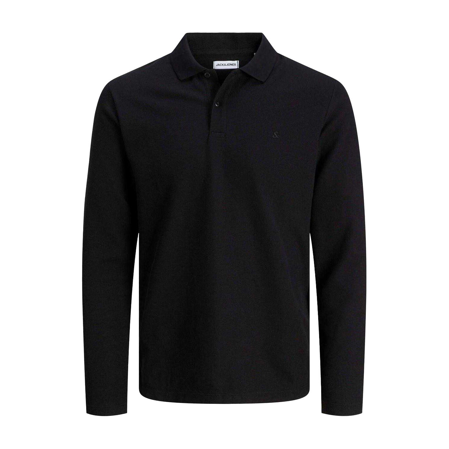Jack And Jones Mens Textured Long-Sleeved Polo Shirt