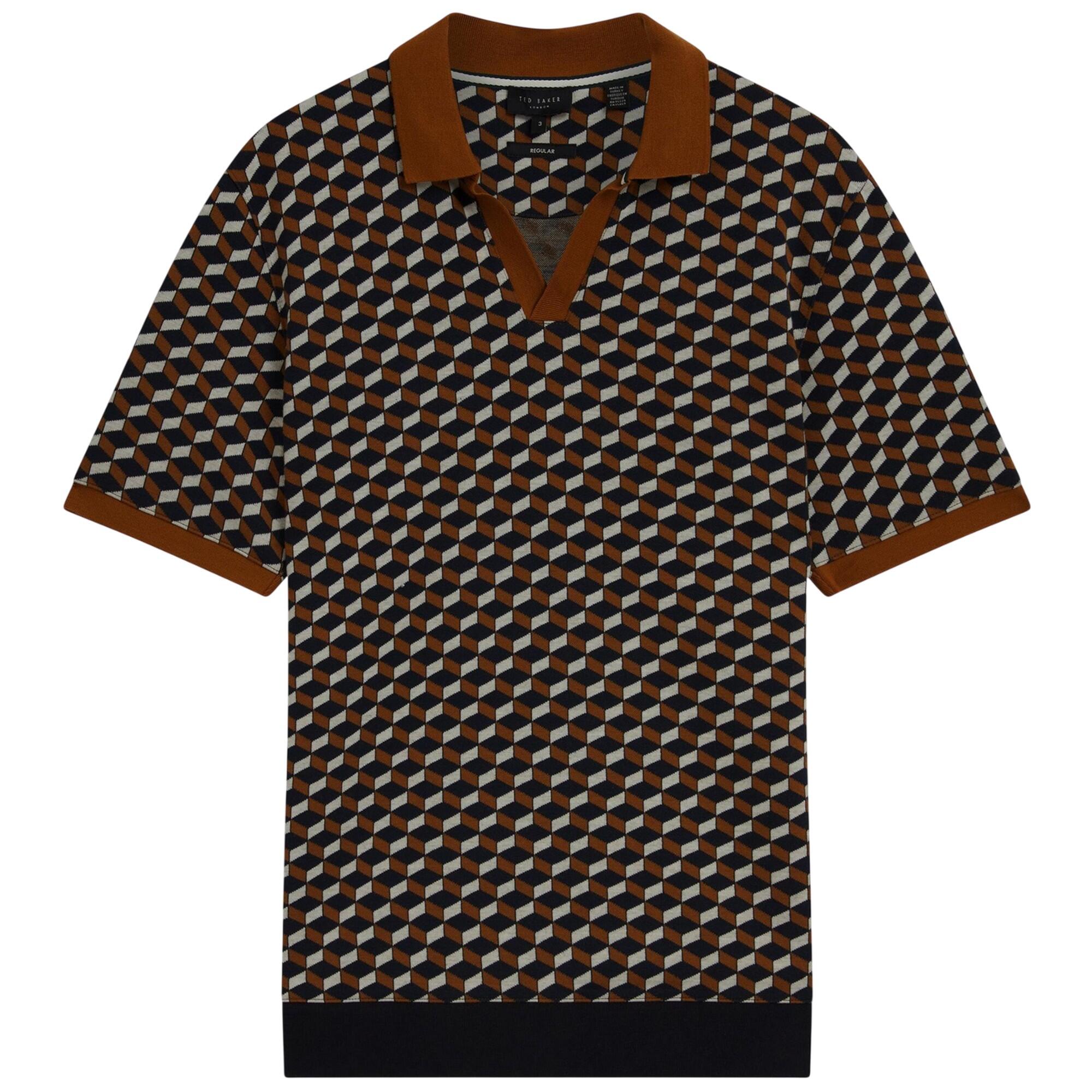 Ted Baker Mens Geometric Jacquard Collared Polo Shirt