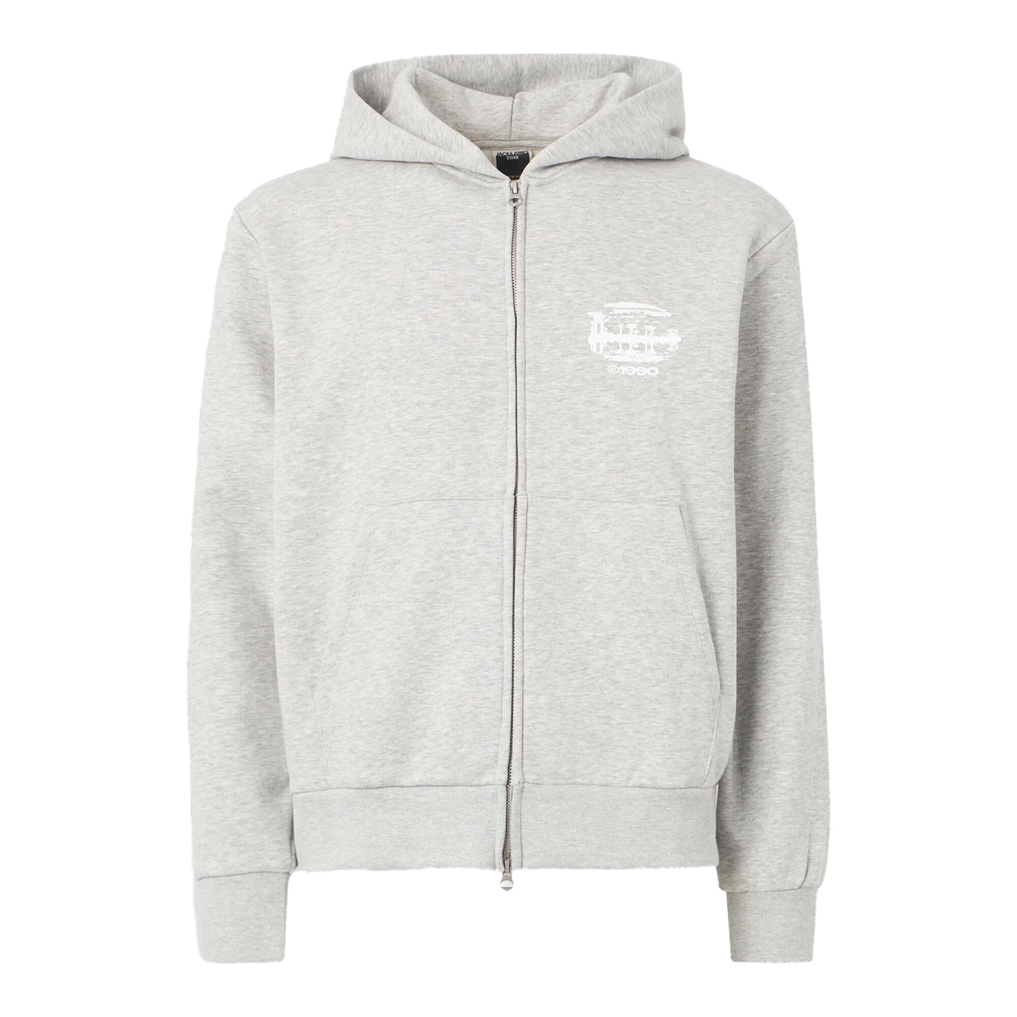 Jack And Jones Mens Prime Graphic Print Regular Full Zip Hoodie