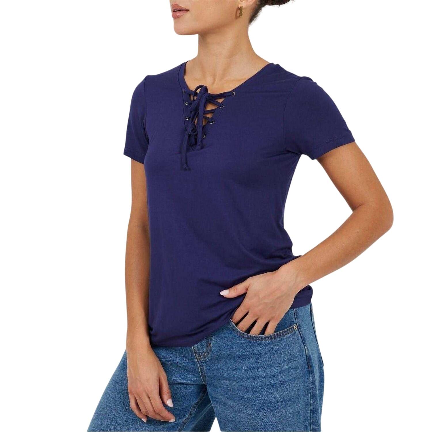 Brave Soul Womens/Ladies Plain Lace Up T-Shirt