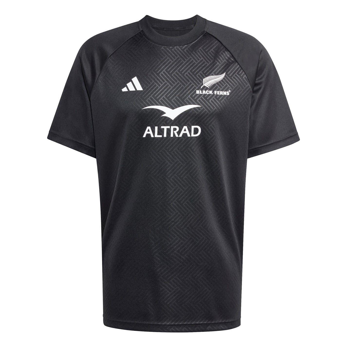 Adidas Mens Black Ferns 2025 Crest Rugby Shirt