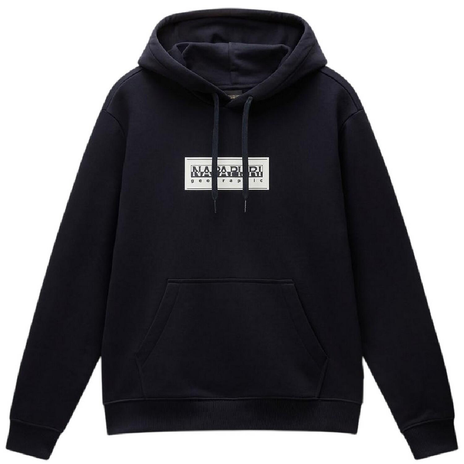 Napapijri Mens Box Logo Cotton Loose Fit Hoodie