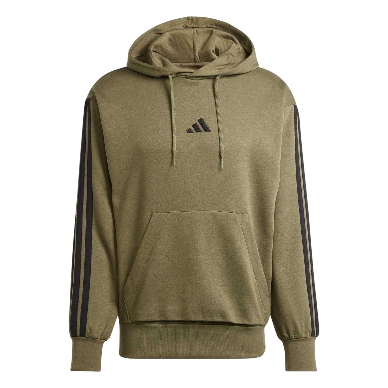 Adidas Mens Essentials 3 Stripes Fleece Logo Hoodie