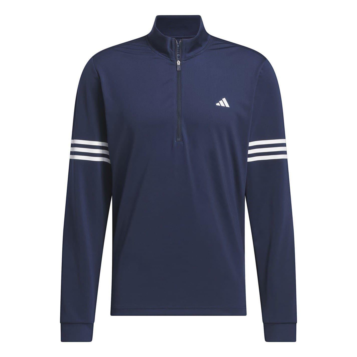 Adidas Mens 3 Stripes Quarter Zip Track Top